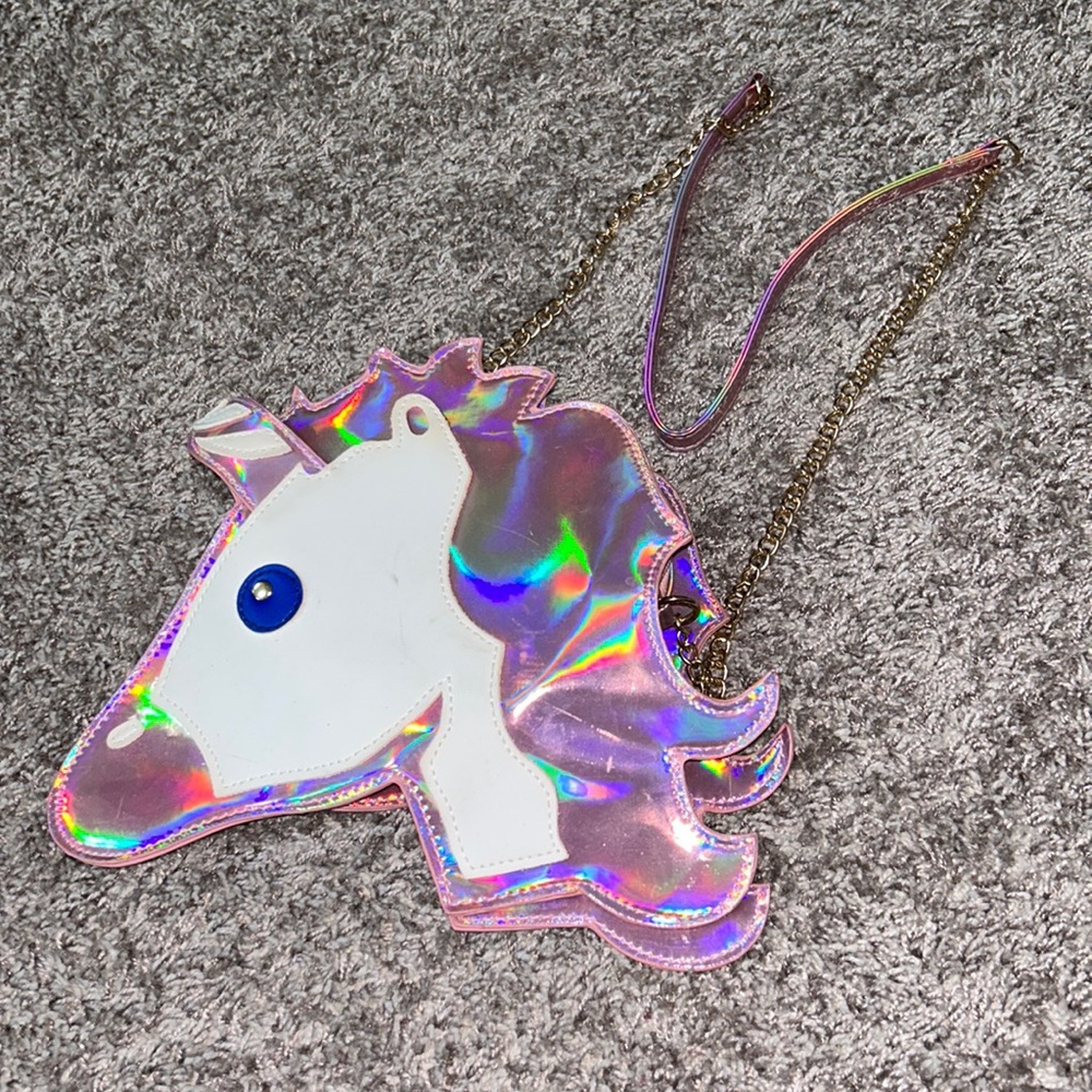 Olivia miller girls unicorn purse crossbody bag pink silver gold metallic